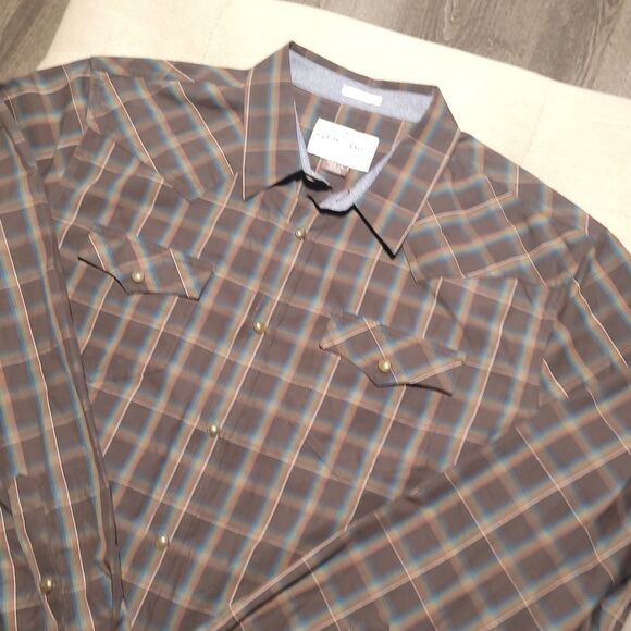 Cody James Men’s Brown Plaid Print Long Sleeve Snap Western Flannel Shirt XLarge - Picture 1 of 10